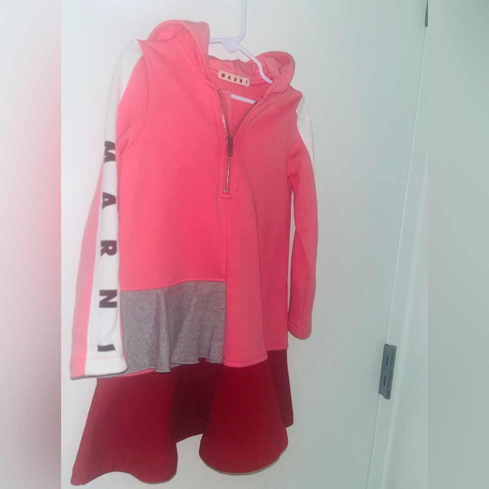 Marni Kids Pink and White Hoodie with Gray Accent
